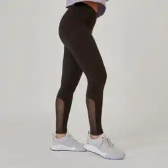 Colanți 520 fitness slim din bumbac extensibil și cu talie înaltă negru damă