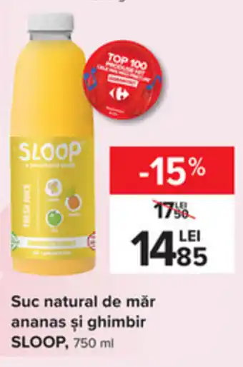 Carrefour Sloop suc natural de măr ananas și ghimbir 750ml Ofertă