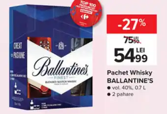 Ballantine's whisky 0.7l + 2 pahare