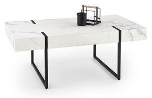 Masuta cafea blanca, marmura alba/negru, 110x60x43 cm