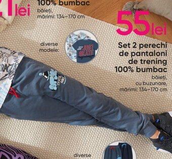 Pepco Set 2 perechi de pantaloni de trening 100% bumbac Ofertă