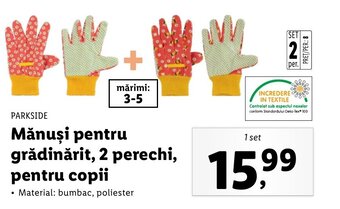 Lidl Parkside mănuși pentru grădinărit 2 perechi pentru copii 1 set Ofertă