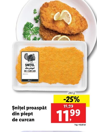 Lidl Șnițel proaspăt din piept de curcan 280g Ofertă