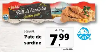 Lidl Sol&mar pate de sardine 4 x 22g Ofertă