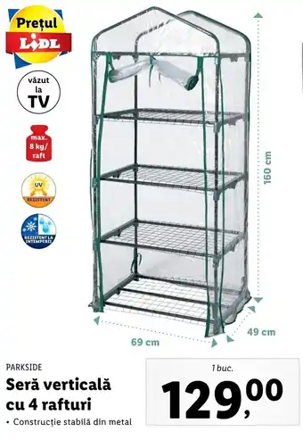 Parkside seră verticală cu 4 rafturi 1 buc