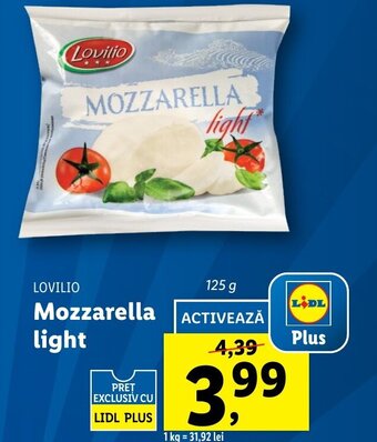 Lidl Lovilio mozzarella light 125g Ofertă