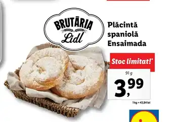 Lidl Lidl brutăria plăcintă spaniolă ensaimada 91g Ofertă