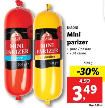 Lidl Baroni mini parizer 500g Ofertă