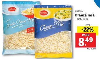 Lidl Milbona brânză rasă 200g Ofertă