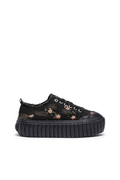 Diesel Platform sneakers in treated canvas Ofertă