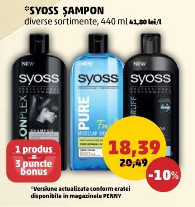 Penny Syoss Șampon diverse sortimente 440 ml Ofertă