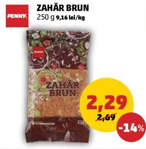 Penny Penny Zahăr brun 250 g Ofertă
