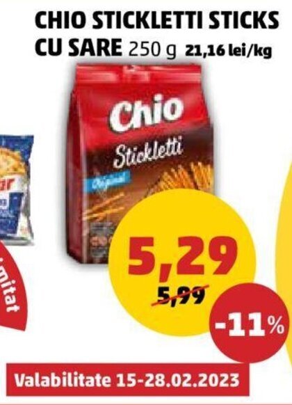 Penny Chio stickletti sticks cu sare 250 g Ofertă