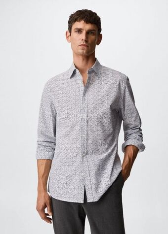 Cămașă slim-fit imprimată din bumbac