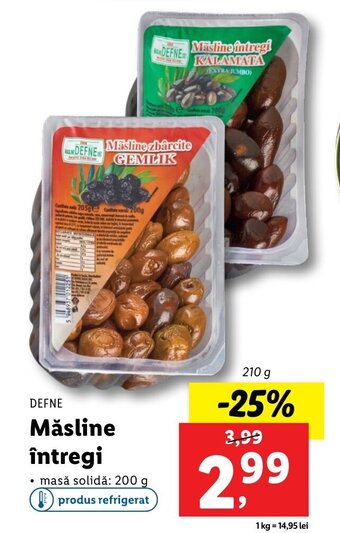 Defne măsline întregi 210g