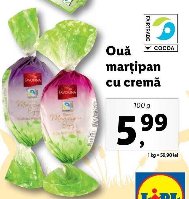 Lidl Favorina ouă marțipan cu cremă 100g Ofertă