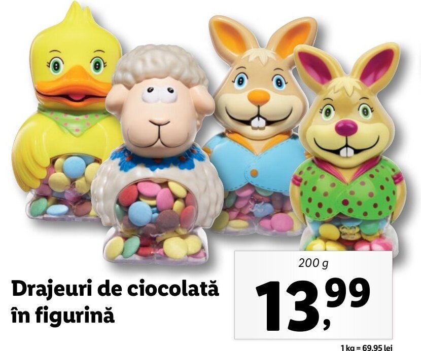 Lidl Drajeuri de ciocolată în figurină 200g Ofertă