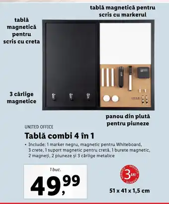 United office tablă combi 4 în 1 1 buc