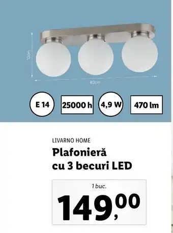 Lidl Livarno home plafonieră cu 3 becuri led 1 buc Ofertă