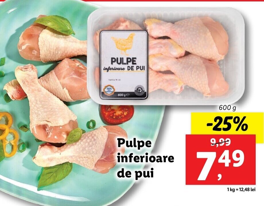 Lidl Pulpe inferioare de pui 600g Ofertă