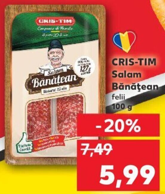 Kaufland Cris-tim salam bănăștean 100g Ofertă