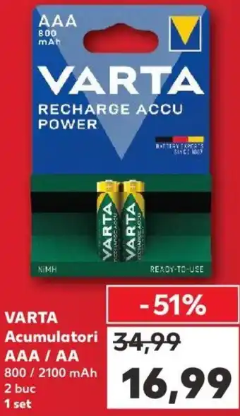 Kaufland Varta acumulatori AAA / AA 2 buc 1 set Ofertă