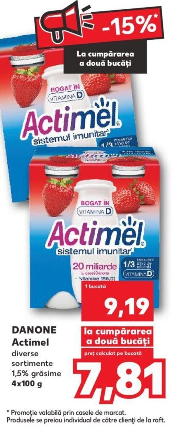 Kaufland Danone actimel 4 x 100g Ofertă