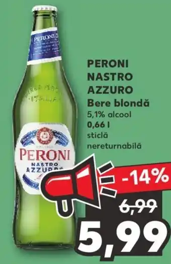 Kaufland Peroni nastro azzuro bere blondă 0.66l Ofertă