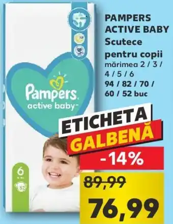 Kaufland Pampers active baby scutece pentru copii 94 / 82 / 70 / 60 / 52 buc Ofertă