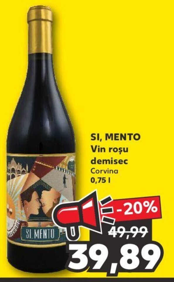 Kaufland Si Mento vin roșu demisec 0.75l Ofertă