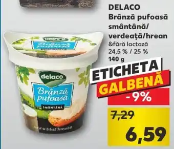 Kaufland Delaco brânză pufoasă smântână / verdeață / hrean 140g Ofertă