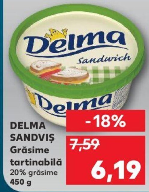 Kaufland Delma sandviș grăsime tartanabilă 450g Ofertă