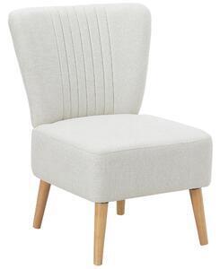 Fotoliu tapitat homcom pentru sufragerie si sala in stil nordic, fotoliu de camera din tesatura si picioare din lemn, alb