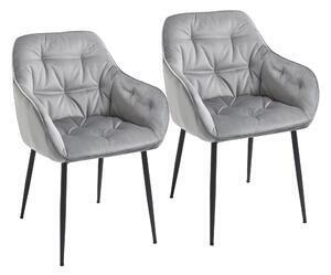 Homcom set de 2 scaune moderne, scaime capitonate in stil nordic, scaune din catifea, scaune gri | aosom ro