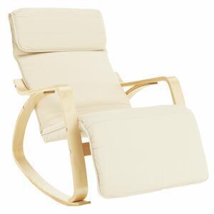 Favi Fotoliu balansoar, lemn pin, textil crem, sivert Ofertă