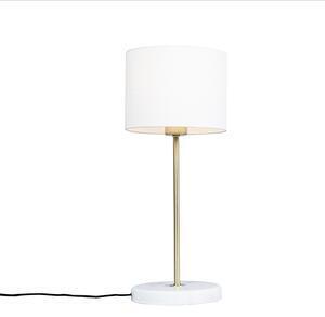 Lampă de masă din alamă cu abajur alb 20 cm - kaso