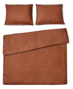 Lenjerie pentru pat dublu din bumbac stonewashed bonami selection, 160 x 220 cm, maro castaniu