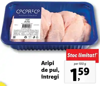 Lidl Coco rico aripi de pui întregi per 100g Ofertă