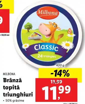 Lidl Milbona brânză topită triunghiuri 400g Ofertă