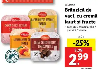 Lidl Milbona brânzică de vaci cu cremă iaurt și fructe 180g Ofertă