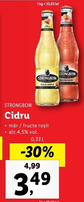 Lidl Strongbow cidru 0.33l Ofertă