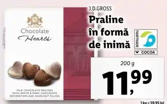 Lidl J.D. Gross praline în formă de inimă 200g Ofertă