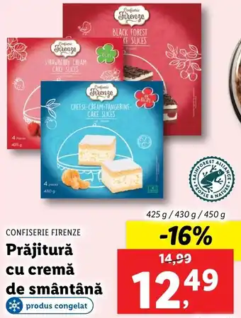 Lidl Confiserie firenze prăjitură cu cremă de smântână 425 / 430 / 450g Ofertă