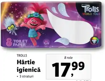 Lidl Trolls hârtie igienică 8 role Ofertă