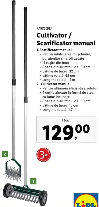 Lidl Parkside cultivator / scarificator manual 1 buc Ofertă