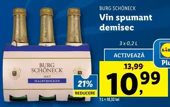 Lidl Burg schöneck vin spumant demisec 3 x 0.2l Ofertă