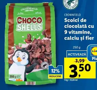Lidl Crownfield scoici de ciocolată cu 9 vitamine calciu și fier 250g Ofertă