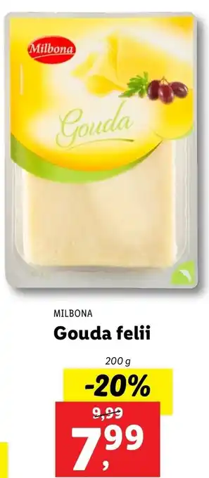 Lidl Milbona gouda felii 200g Ofertă