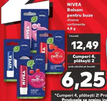 Kaufland Nivea balsam pentru buze 4.8g Ofertă