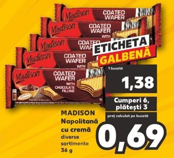 Kaufland Madison napolitană cu cremă 36g Ofertă